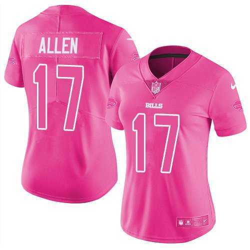 Womens Buffalo Bills #17 Josh Allen Pink Vapor Untouchable Limited Stitched Jersey